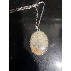 Vintage Stone Necklace W/ 24" Chain